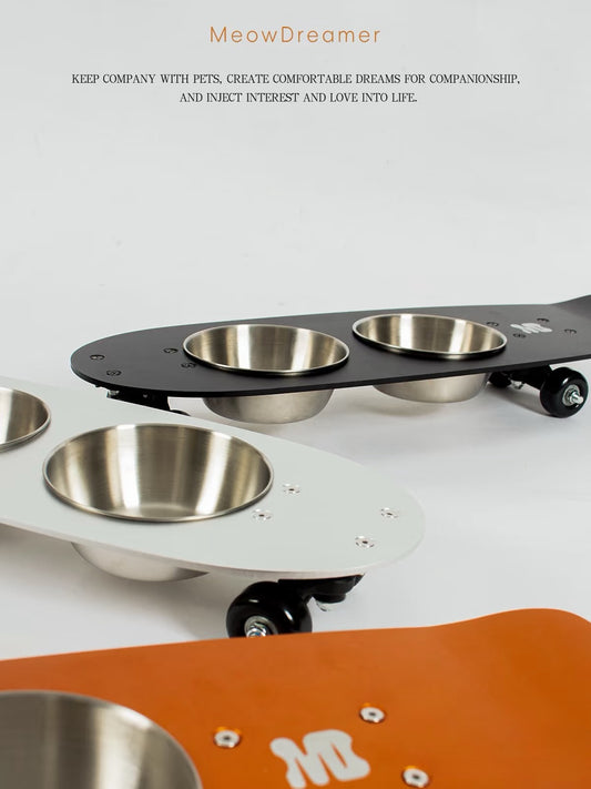 Skateboard Pet Double Feeding Bowl