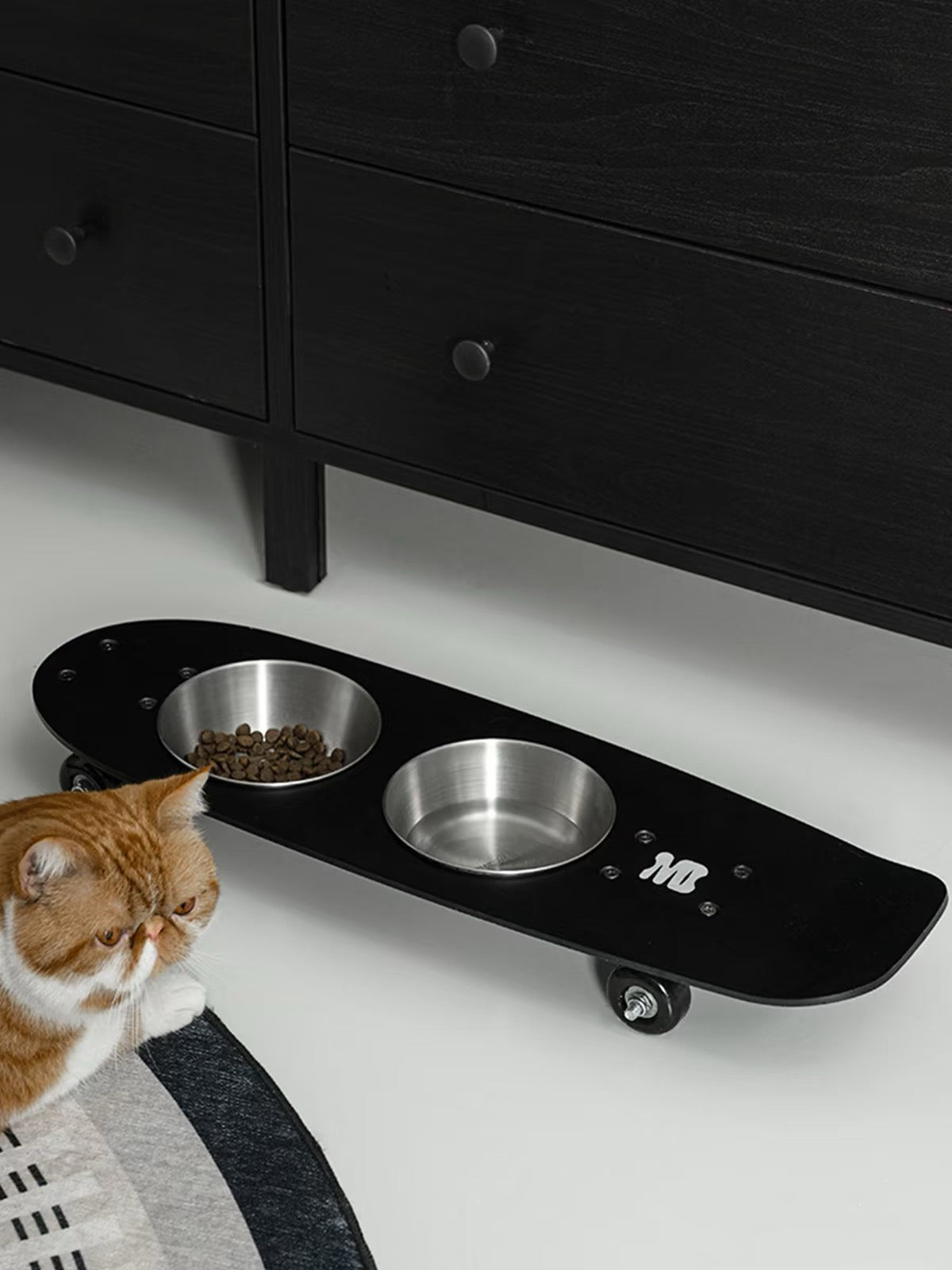 Skateboard Pet Double Feeding Bowl