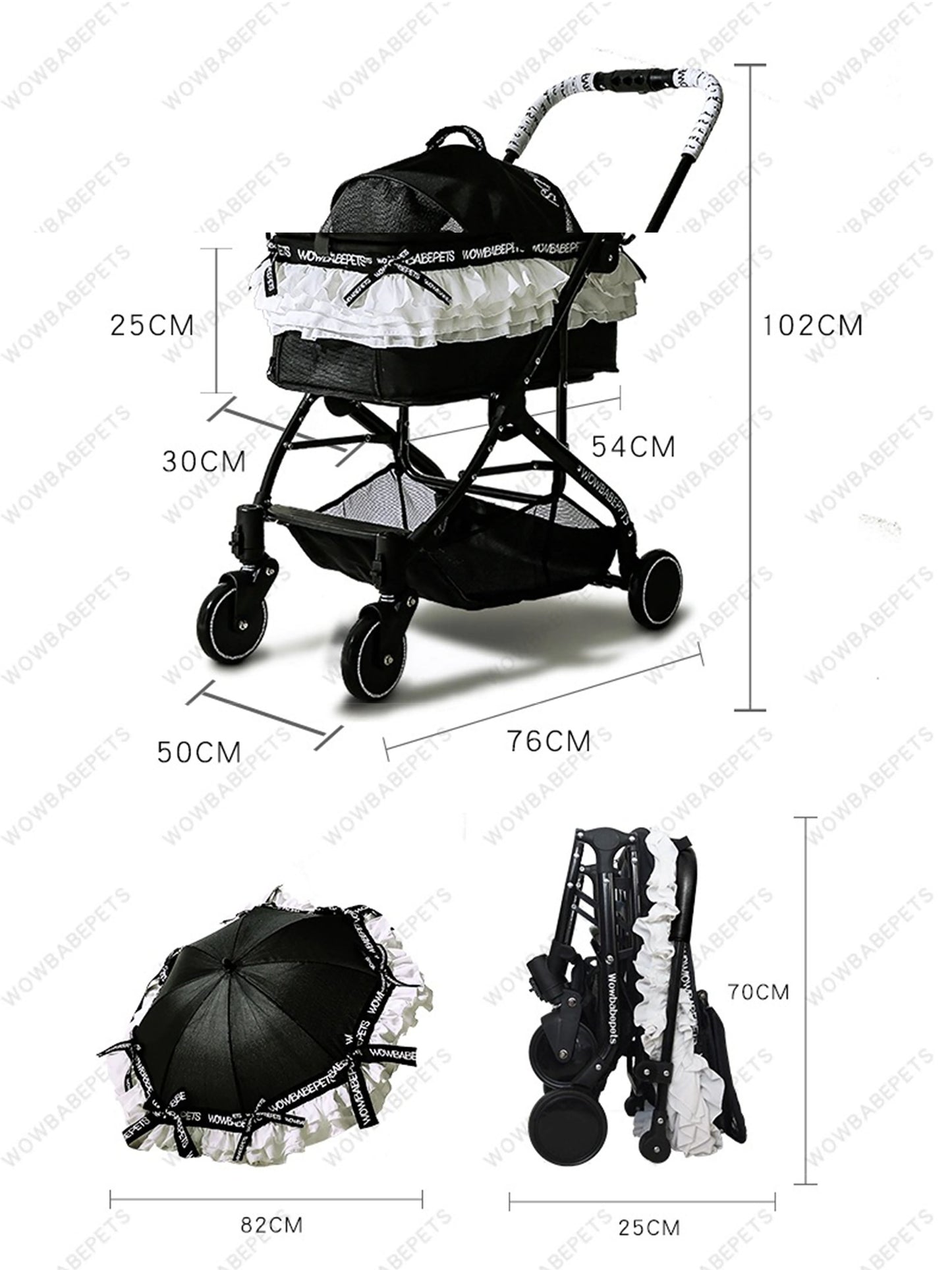Pet Stroller with Elegant Ruffles
